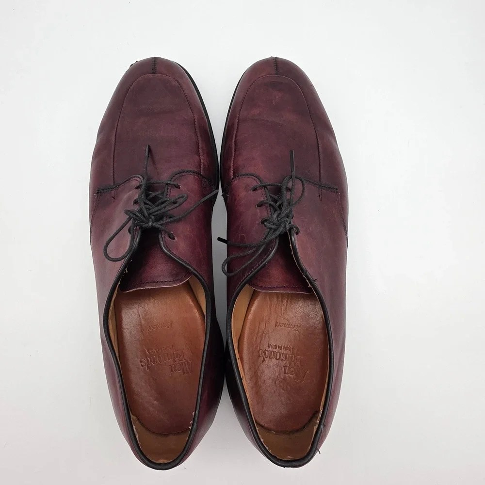 Allen Edmonds Derby Men 9.5 Burgundy Leather Split Toe Made in USA Dress Shoes